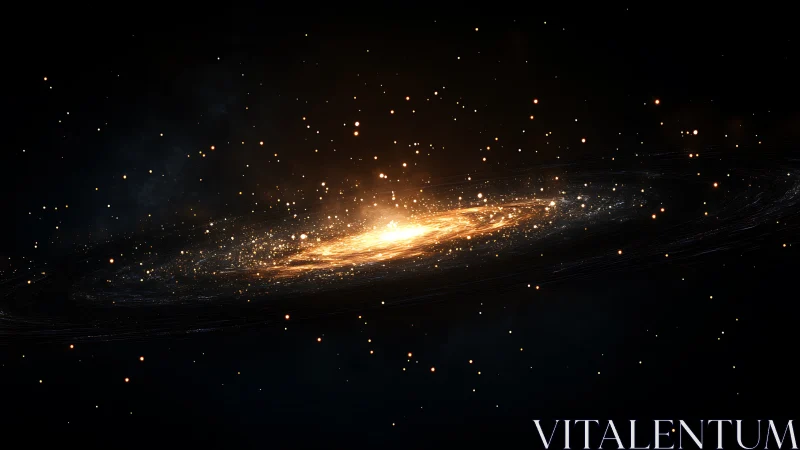 Spiral galaxy core rendered in luminous digital painting style.