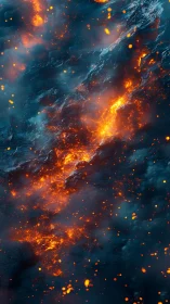 Cosmic Fire: Abstract Explosion with Flowing Energy and Particles.