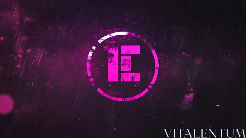 Bold neon E logo glowing in a storm of pink light.
