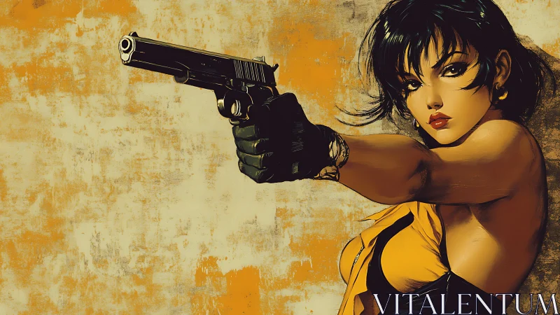 Ballistic vector heroine in dynamic lateral firing stance.