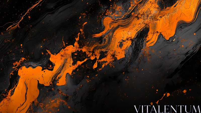 Molten Ember River Across Obsidian Night Canvas.