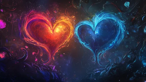 Dualistic Heart Forms Rendered in Opposing Thermal Gradients