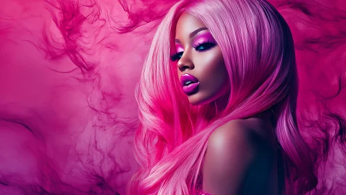 Hyper-saturated magenta portrait uses controlled lighting and depth