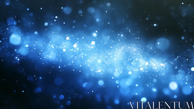 Luminescent particulate field forming blue nebular corridor.