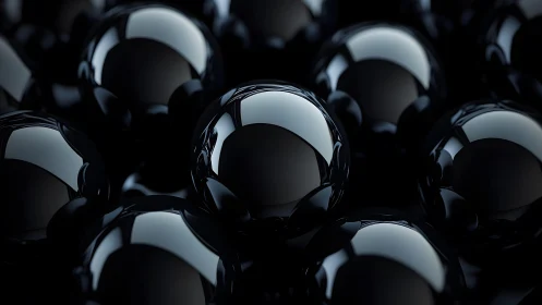Gentle gleam of midnight spheres in quiet close-up study.