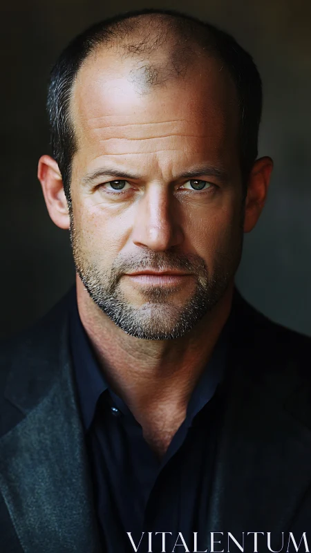 Intense middle‑aged man in sharp portrait studio lighting