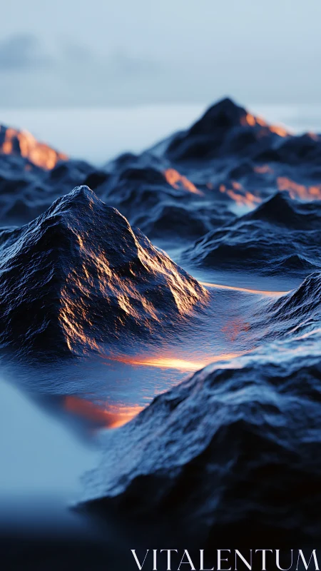 Soft sunrise light gliding over calm midnight waves.