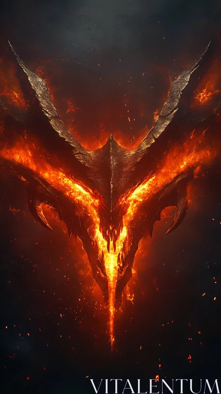 Molten demonic sigil burns through darkness in vertical blaze