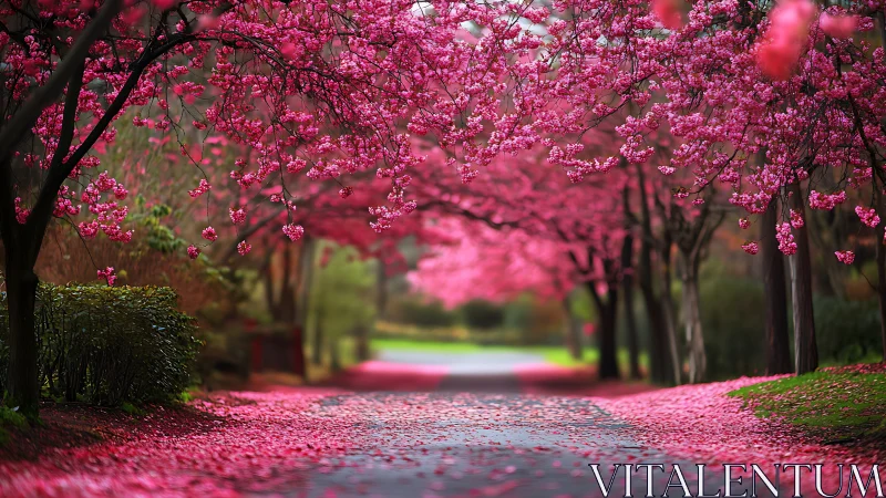 Blooming cherry blossom lane welcoming quiet spring walks.