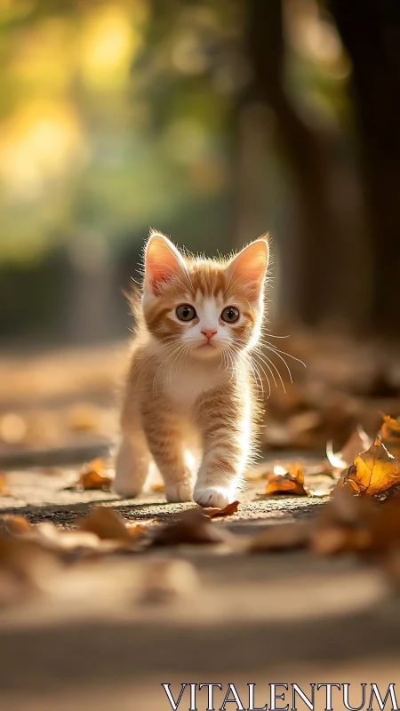 Ginger Kitten in Golden Autumn Light.