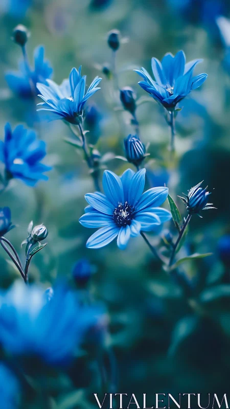 Blue Daisies with Selective Focus Photography.