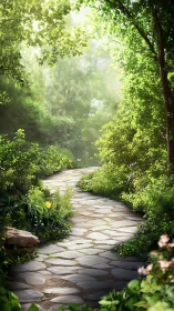 Terrestrial Pathway Through Deciduous Canopy with Illuminated Foliage Canopy Structure