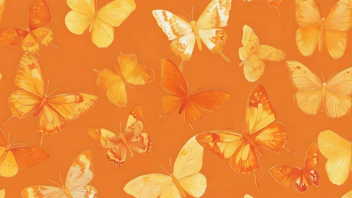 Orange-toned butterfly pattern on uniform colored ground.