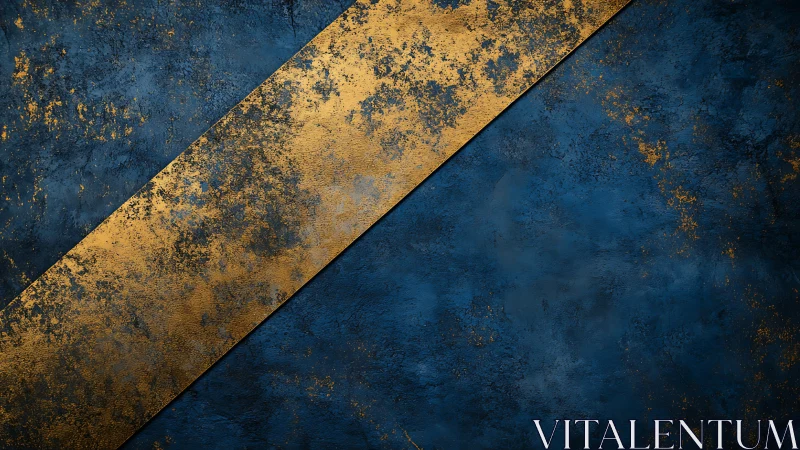 Diagonal gold stripe cuts across deep blue grunge texture