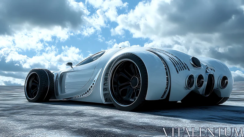 Low-angle render of futuristic widebody concept hypercar