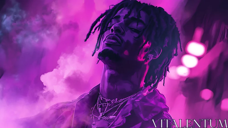 Neon drenched portrait glows with calm, confident energy