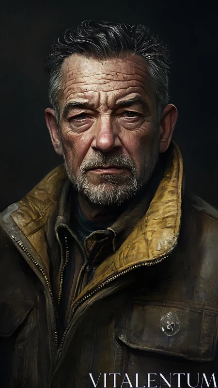 Weathered gentleman gazes ahead with quiet, steady strength