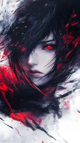 Crimson-eyed storm spirit carves silence from swirling chaos