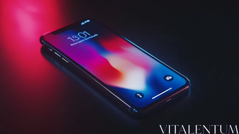 Premium Smartphone Display with Vibrant Gradient Wallpaper and Ambient Lighting.