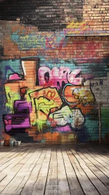 Neon graffiti storms a worn brick wall with alleyway swagger.