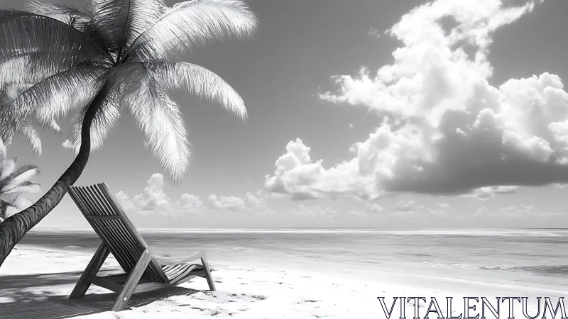 Monochromatic Tropical Seascape with Graduated Sky Rendering and Textured Palm Geometry