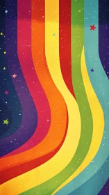 Curved rainbow rivers of color dancing through the stars.