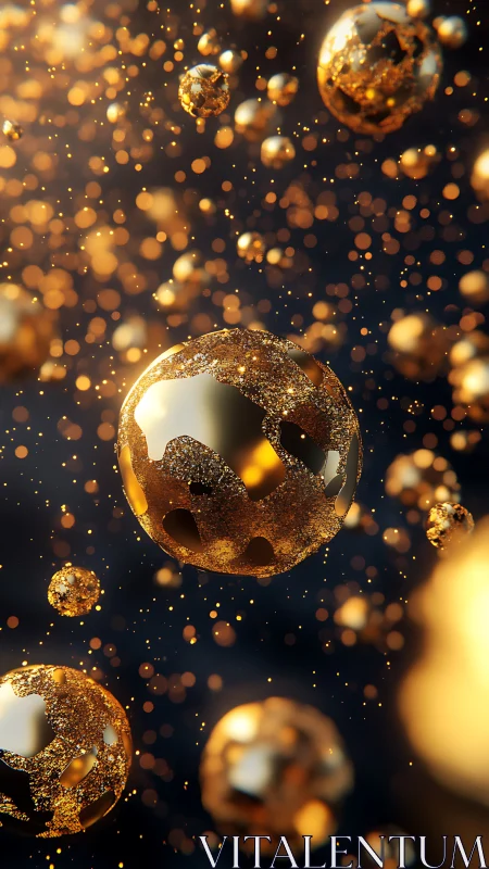 Gilded nebula orbs drifting through a midnight cosmos.