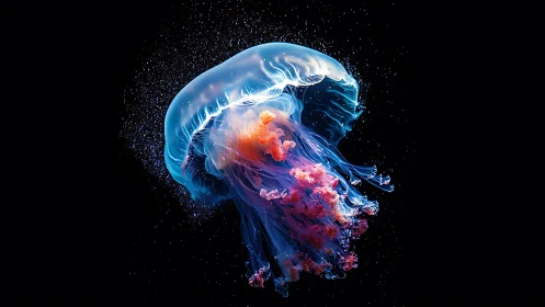 Digital jellyfish render shows translucent bell and tendrils