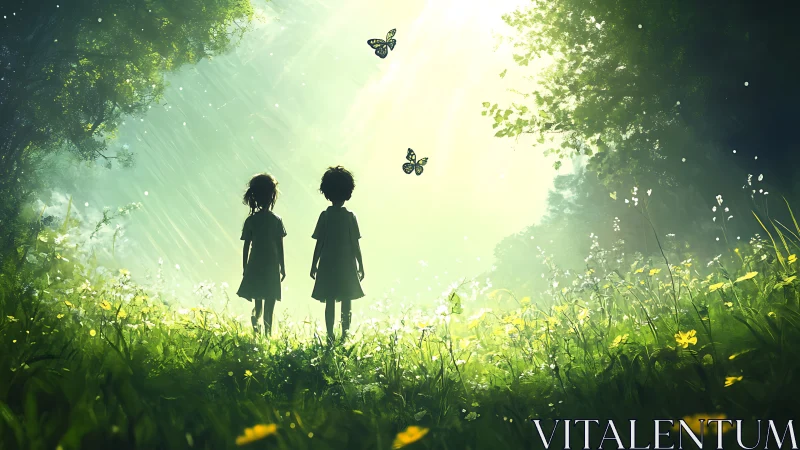 Silhouettes Chase Wonder Through Luminous Meadows.