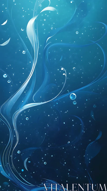 Hydrodynamic light filaments in deep cyan particulate field.