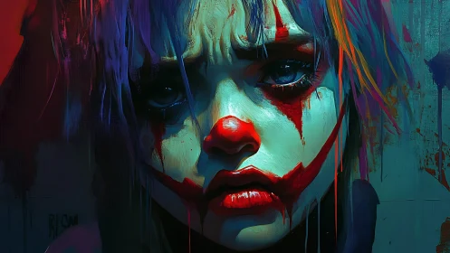 Haunting clown portrait shares a fragile, painted heartbreak