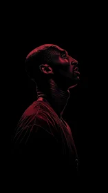 Side profile digital portrait of athlete in red light.