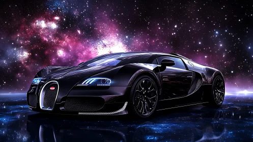Astrophysical hypercar rendered in high-gloss digital nightscape.