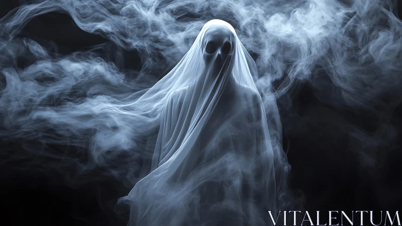 Ghostly veil drifts forward while midnight fog curls away