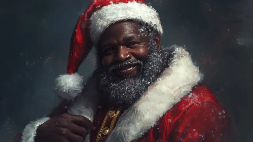 Warm-hearted Santa portrait glows with holiday cheer.
