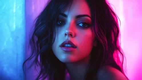 Neon bicolor portrait with cinematic magenta cyan rim lighting