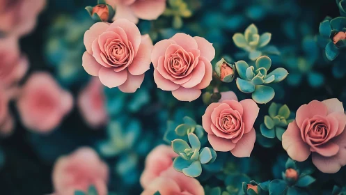 Salmon Dreams Unfold: Garden Whispers Among Emerald Shadows.