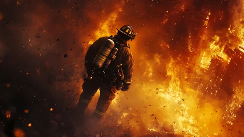 Firefighter Battles Intense Inferno in Dramatic Combat.