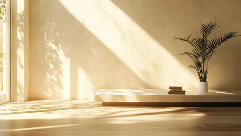 Sunlit minimalist interior renders calibrated soft light gradients