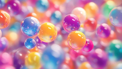 Luminous pastel bubbles drift through a dreamy abstract space.