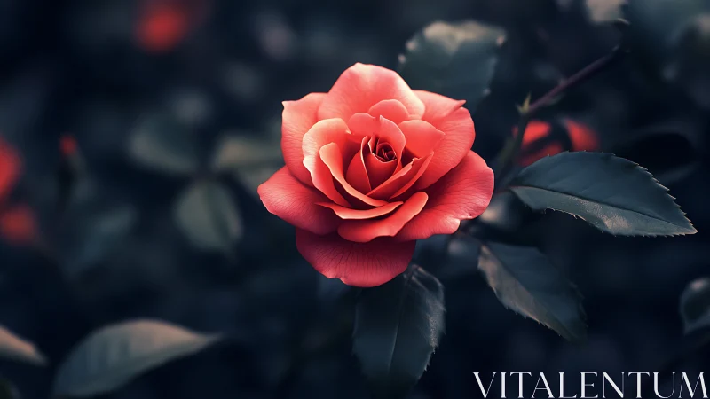 Coral Rose with Velvet Petals Demonstrating Extreme Depth of Field Technique