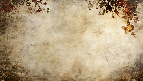 Vintage floral parchment background with distressed botanical frame.