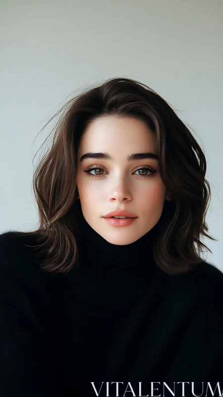 Soft gaze in a turtleneck quietly rewrites portrait grace