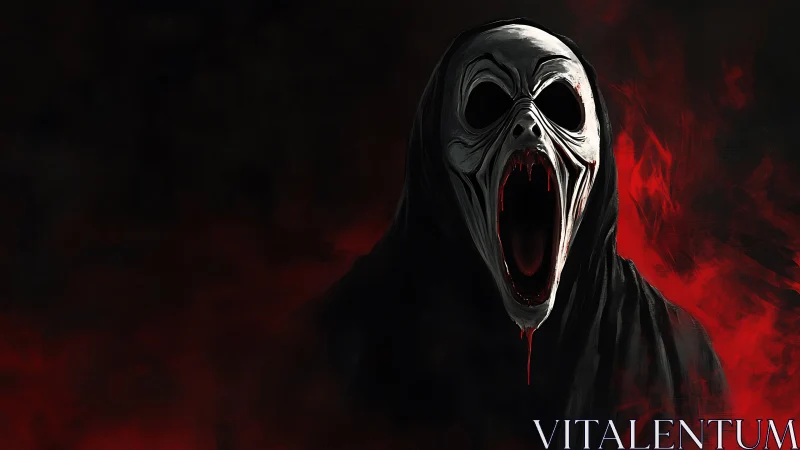 Screaming void wraith drenched in feverish red night.