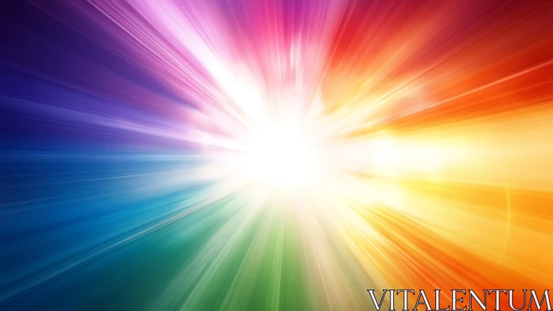 Radial chromatic light burst with high-intensity central white core