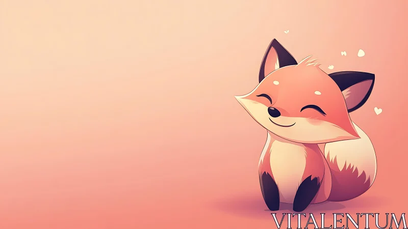 Gradient-lit stylized chibi fox with soft cel shading profile.