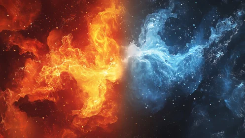 Elemental spirits collide where molten fire meets tidal frost