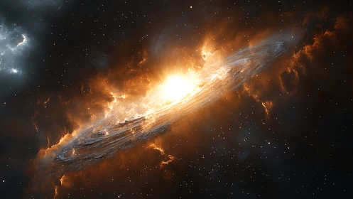 Stellar accretion disk with bright central light source.
