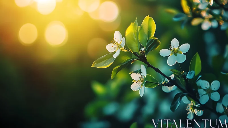 Spring blossoms lean into molten sunset and quietly glow