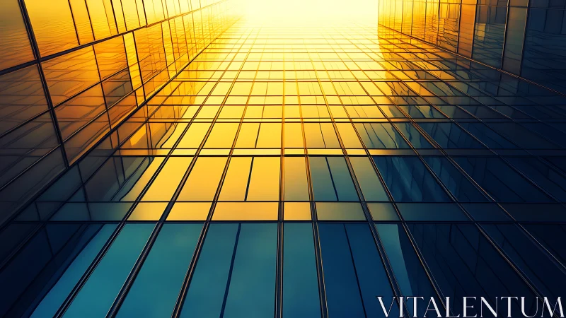 Soaring Glass Towers Bathed in Golden Sunset Light